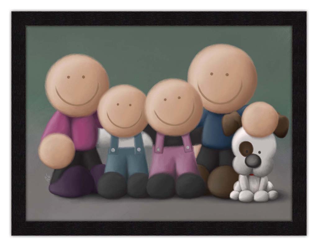 Family Pawtrait Canvas Print - Black Frame