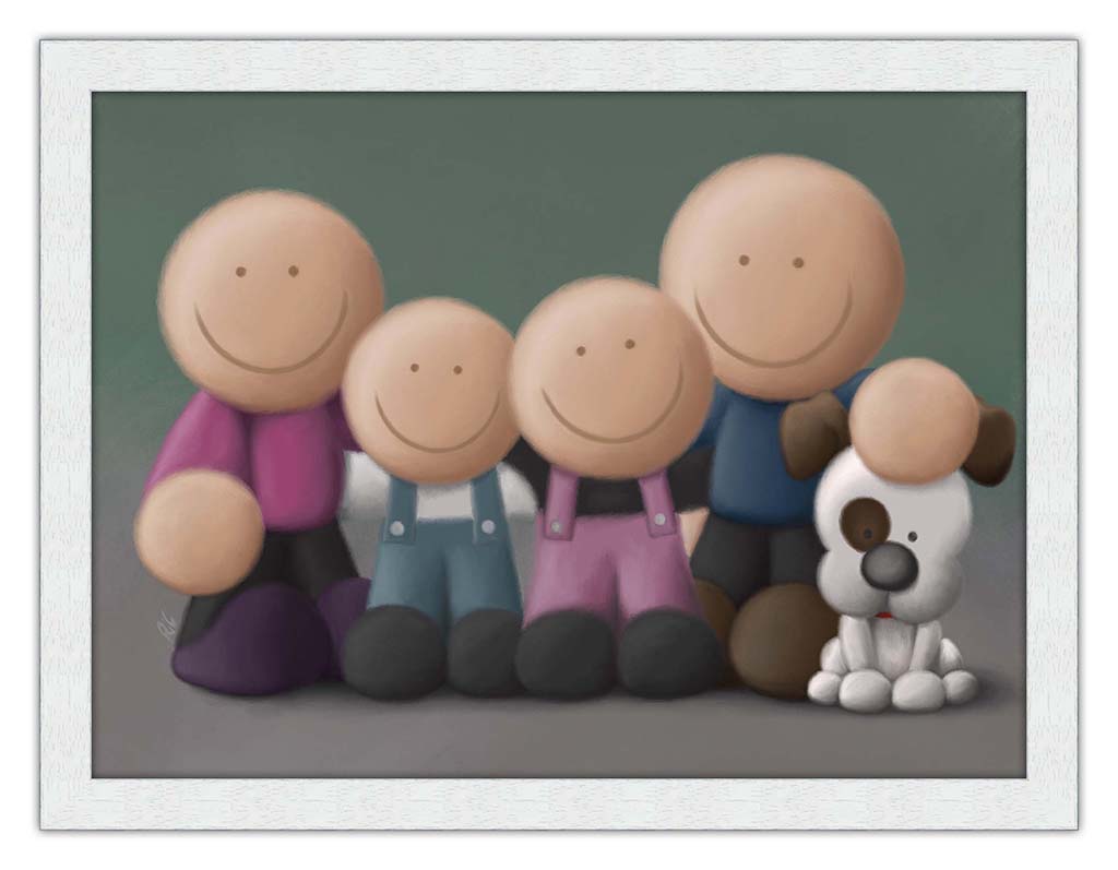 Family Pawtrait Canvas Print - White Frame