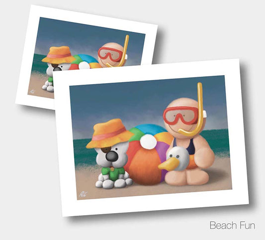 Beach Fun SPECIAL OFFER A3 Print, Discount Code and Device Wallpaper Bundle