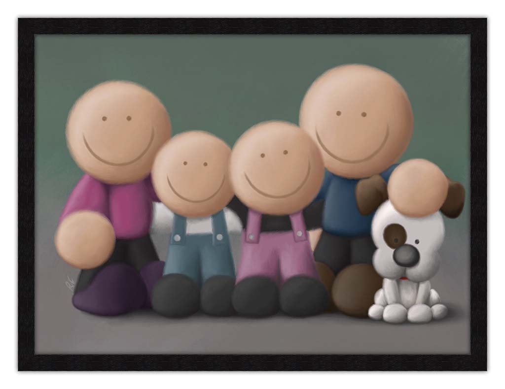 Family Pawtrait Canvas Print - Black Frame