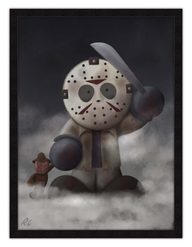 Freddy vs Jason Canvas Print - Black Frame