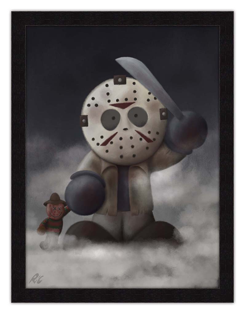 Freddy vs Jason II Canvas Print - Black Frame