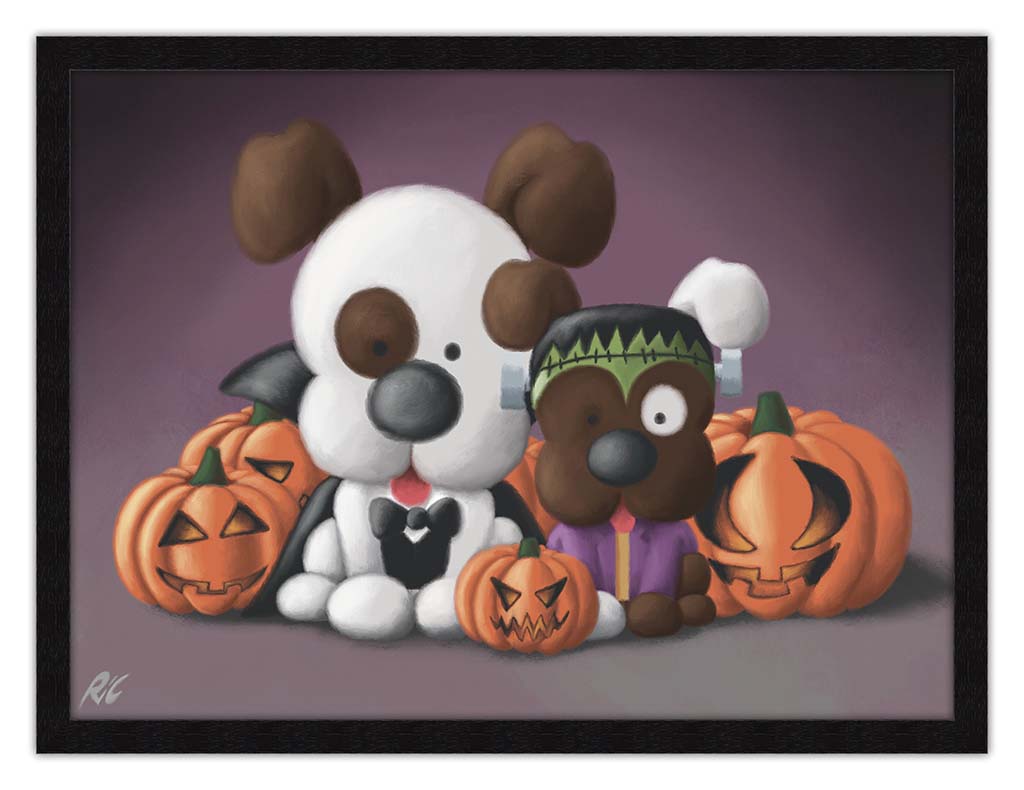 Happy Howlaween Canvas Print - Black Frame