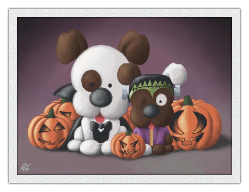 Happy Howlaween Canvas Print - White Frame