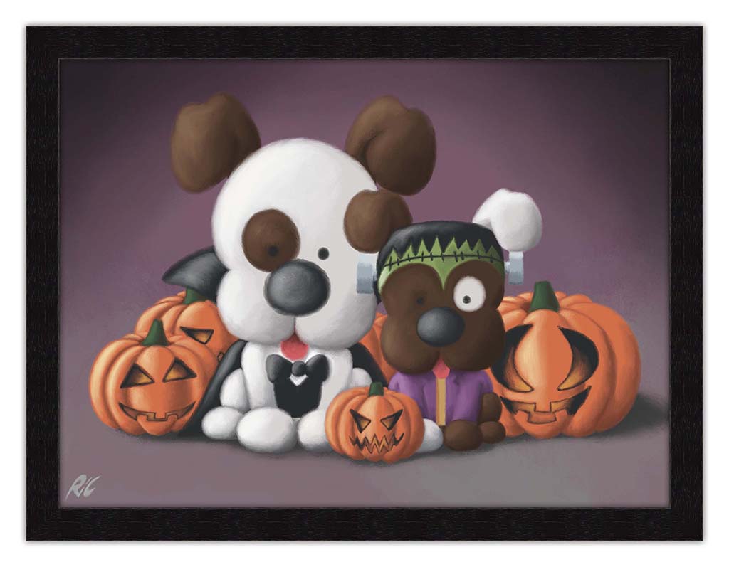 Happy Howlaween Canvas Print - Black Frame